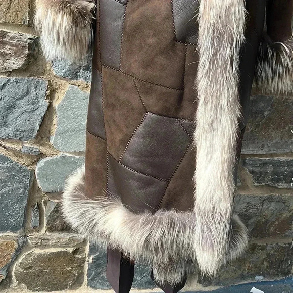 Escada Leather Fur Lined Maxi Coat size 36 - Picture 5 of 16